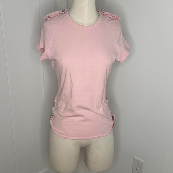 Early 2000s Y2K Burberry London pink raglan tee with metal details - Picture 2 of 10
